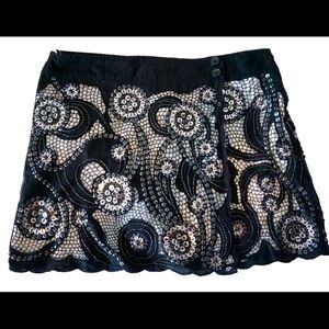 John Richmond X Sequin Embellished  Mini Wrap Skirt Silver Black Size 38